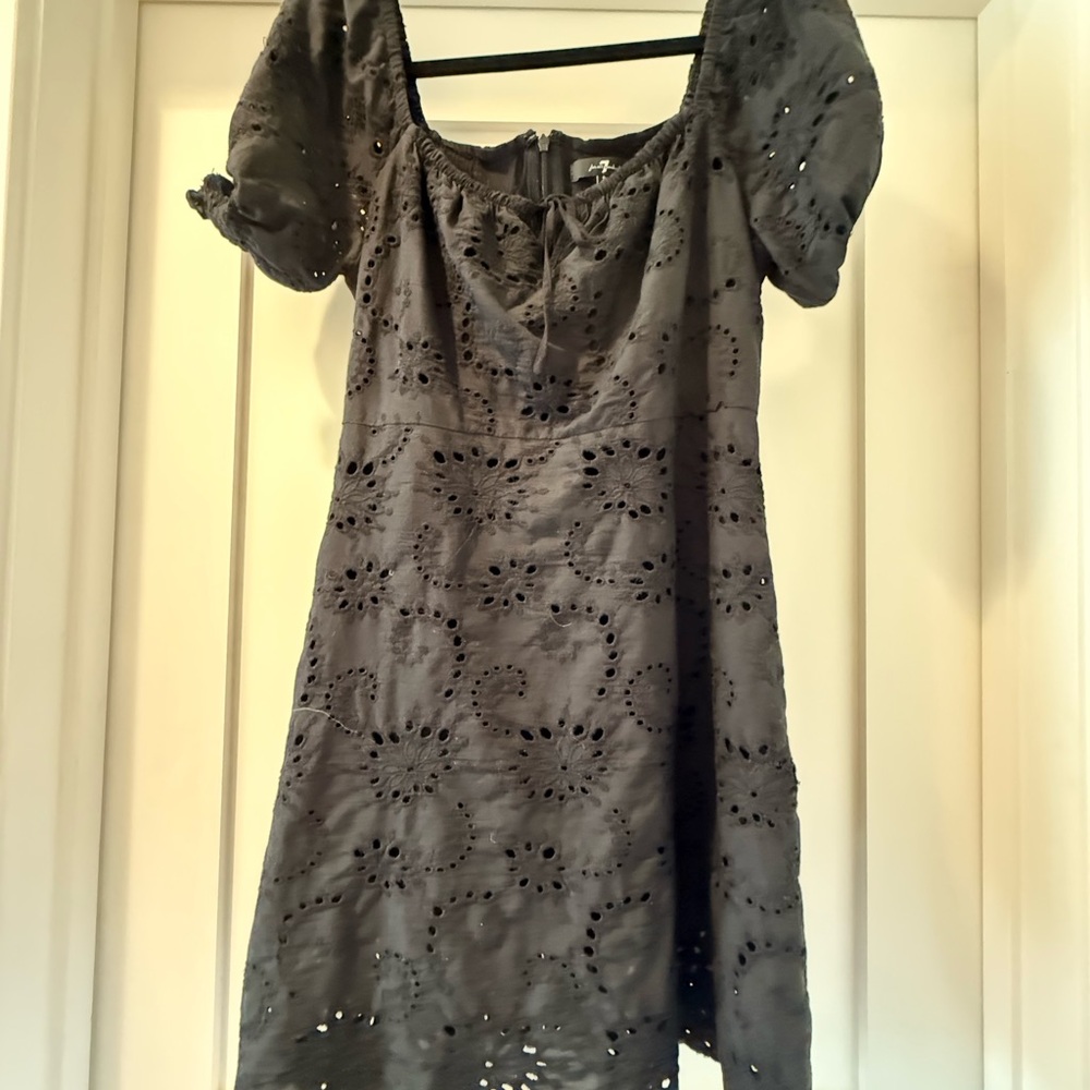 7 For All Mankind Gray Puff Sleeve Mini Sundress